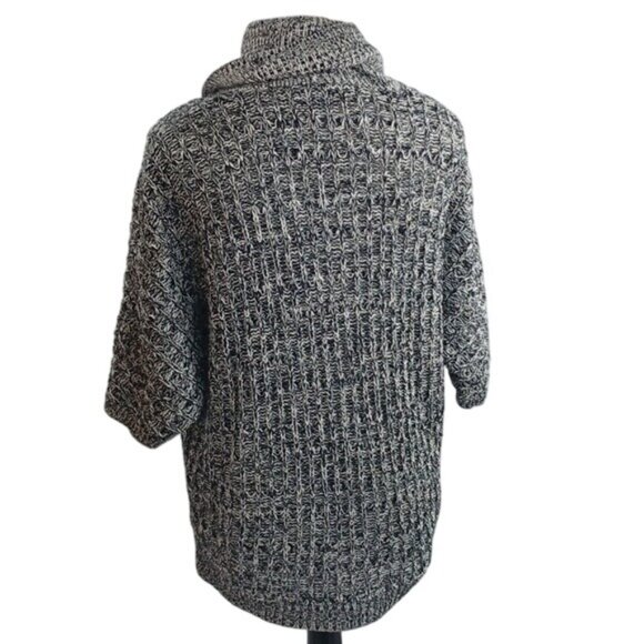 Express Cardigan Sweater Womens Size M Black White Open Front Knit Cocoon - Picture 5 of 7